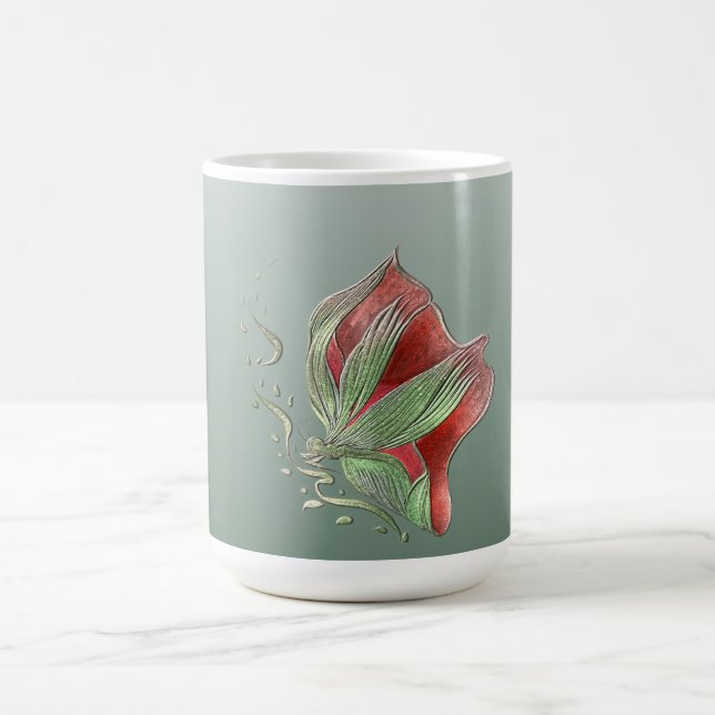 Elegant Red and Green coffee mugs  (Center)