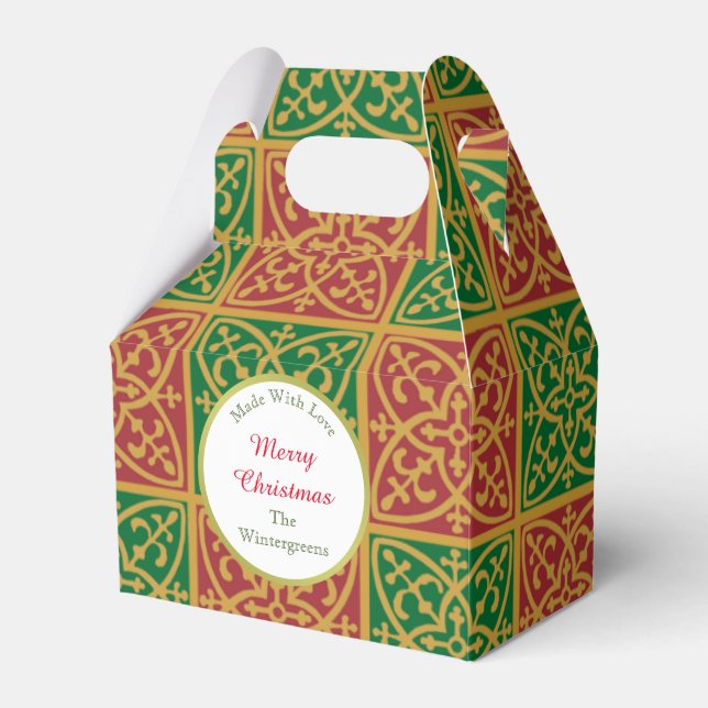 Elegant Red and Green Editable Bakery Kitchen Of Favor Boxes (Front Side)