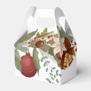 Elegant Red and green Floral Christmas Favor Boxes