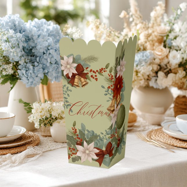 Elegant Red and green Floral Christmas Favor Boxes (Creator Uploaded)