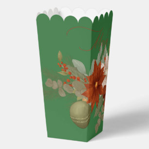 Elegant Red and green Floral Christmas Favor Boxes
