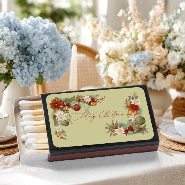 Elegant Red and green Floral Christmas Matchboxes (Creator Uploaded)