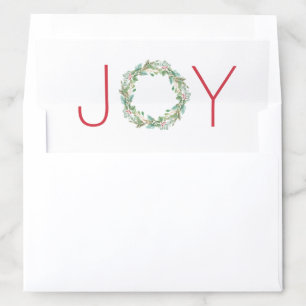 Elegant Red and Green Joy Wreath Christmas Envelope Liner