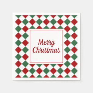 Elegant Red And Green Merry Christmas Napkins