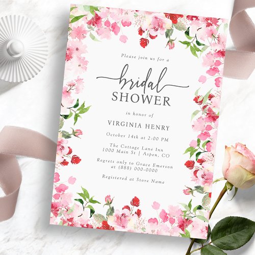 Elegant Red and Pink Bridal Shower Invitation