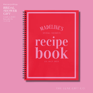 Elegant Red and Pink Bridal Shower Recipe Book