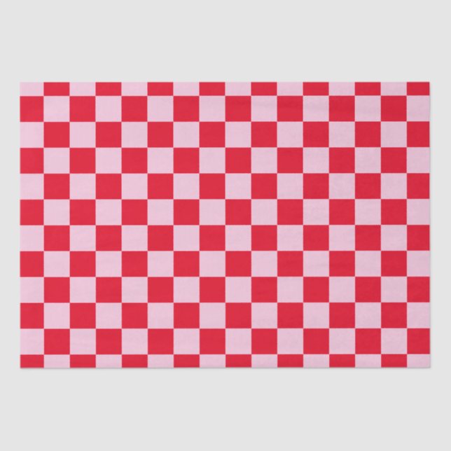 Elegant Red and Pink Checkerboard  Tissue Paper (Front)