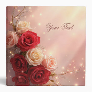 Elegant Red and Pink Fantasy Wedding Roses 3 Ring Binder