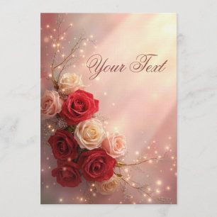 Elegant Red and Pink Fantasy Wedding Roses Invitation