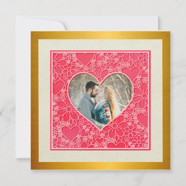 Elegant Red and Pink Floral Hearts Valentine's Day (Front)