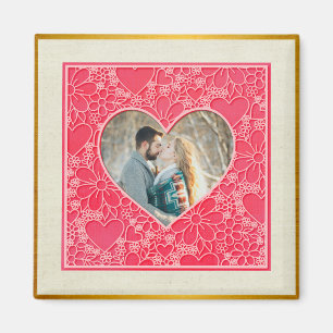 Elegant Red and Pink Floral Hearts Valentine's Day Magnet