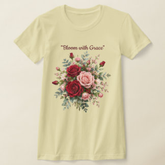 Elegant Red and Pink Rose Bouquet Floral T-Shirt