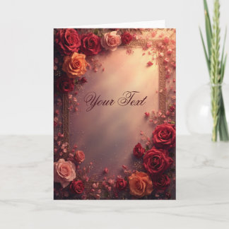 Elegant Red and Pink Wedding Roses Card