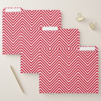 Elegant Red and White Abstract Chevron Pattern File Folder