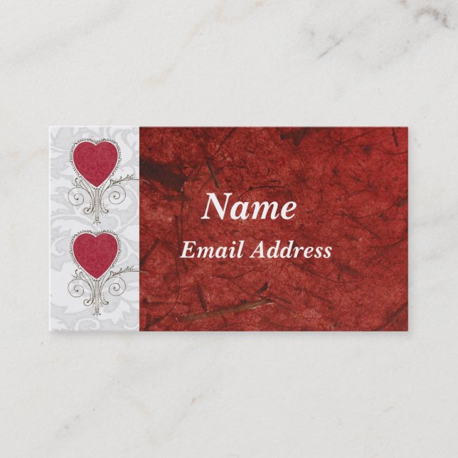 Elegant red and white business cards (Front)