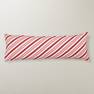 Elegant Red and White Candy Cane Christmas Stripes Body Pillow