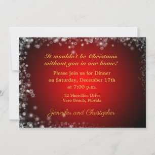 Elegant Red and White Christmas Dinner Invitation