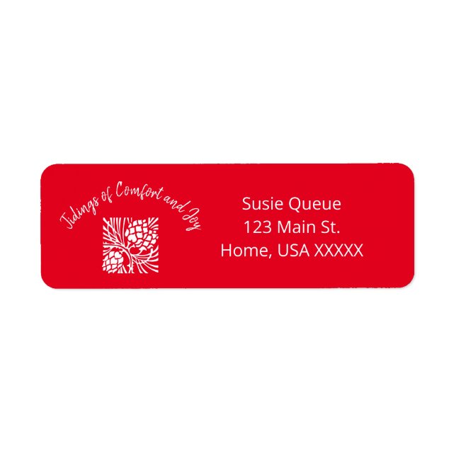 Elegant Red and White Christmas Holiday Return Label (Front)