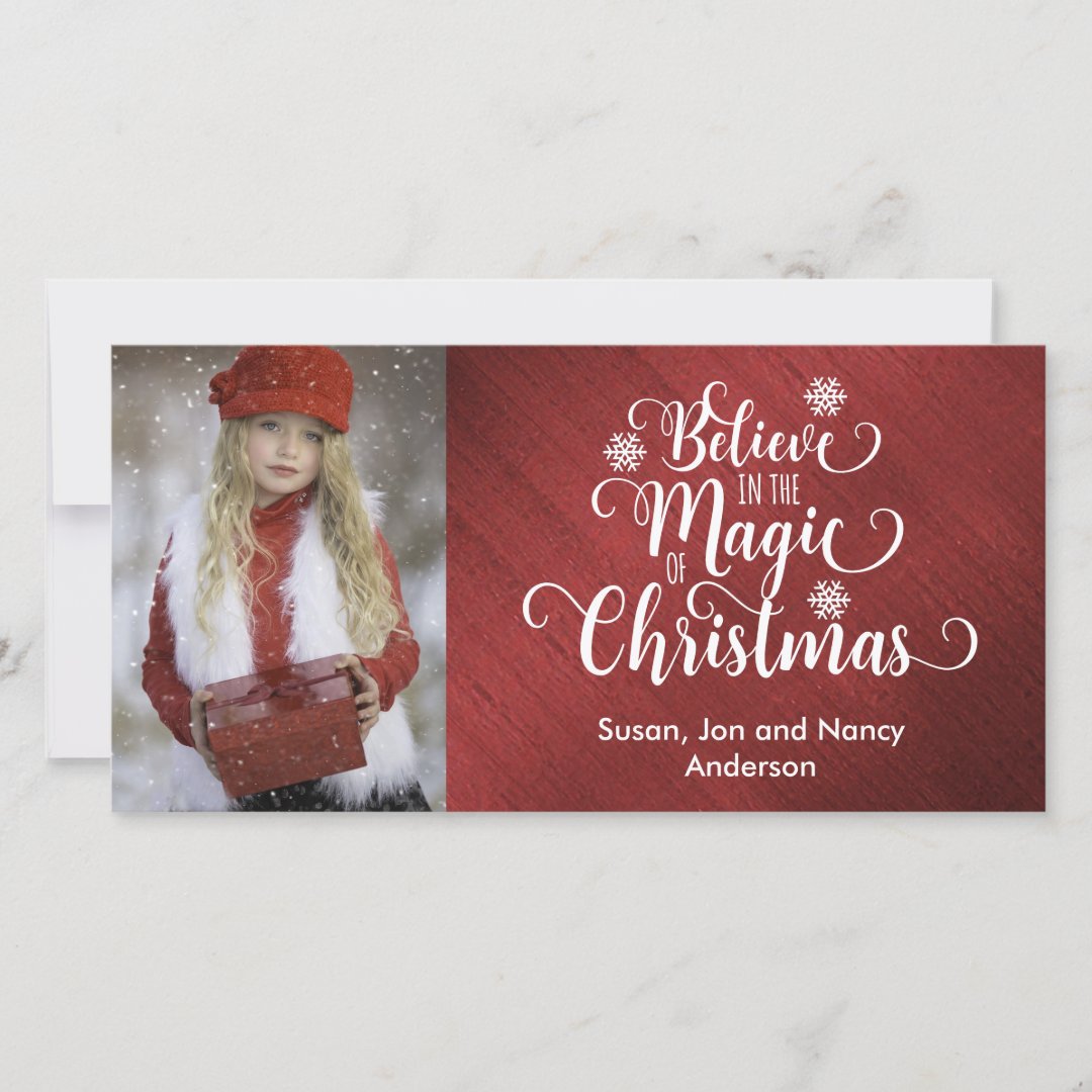 Elegant Red and White Christmas Photo Card | Zazzle