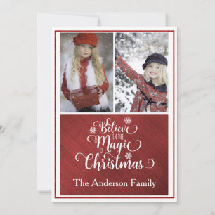 Elegant Red and White Christmas Photo Card