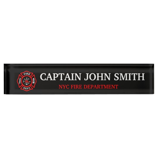 Elegant Red And White Firefighter Desk Name Plate Zazzle Com