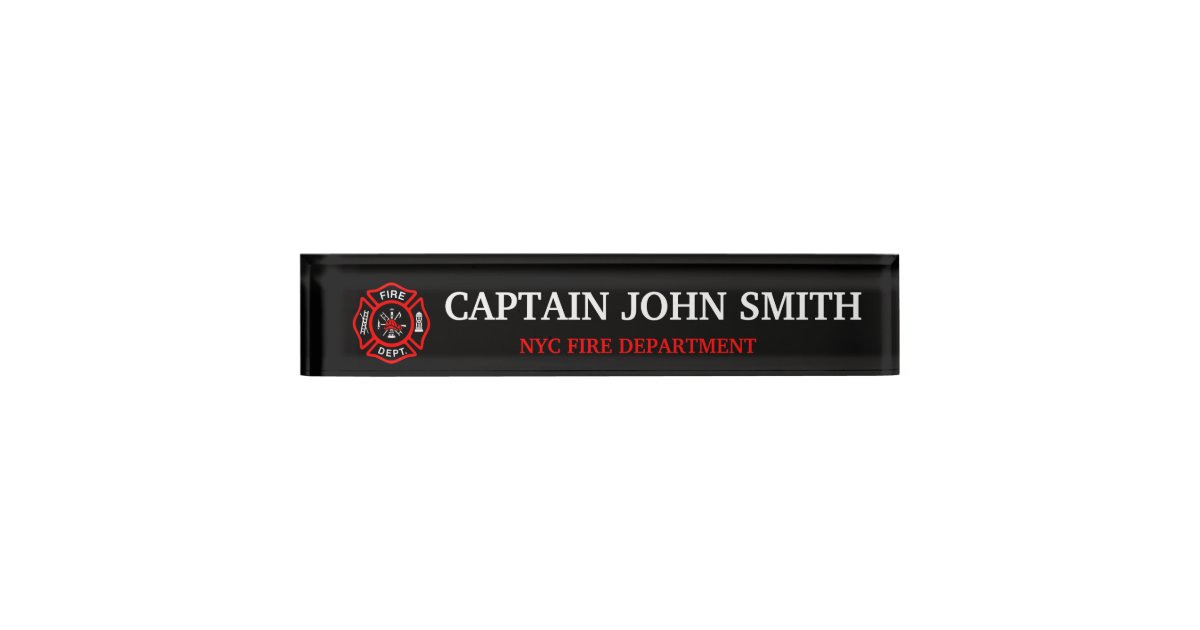 Elegant Red And White Firefighter Desk Name Plate Zazzle Com