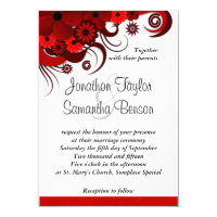 Elegant Red and White Floral Custom Wedding Invite