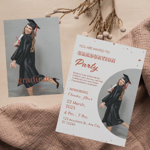 Elegant Red and White Graduation Party Invitation