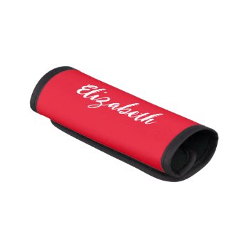 Elegant Red And White Name Script Text Template Luggage Handle Wrap by redbook at Zazzle