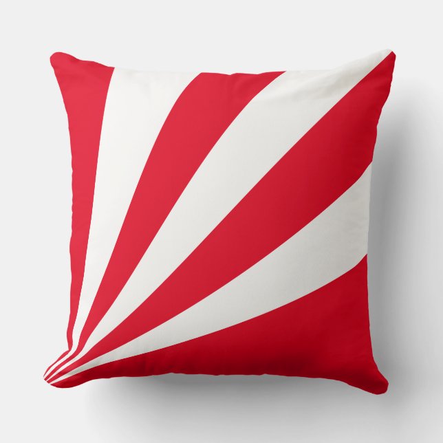 Elegant Red and White Rays Throw Pillow (Front)
