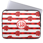 Modern Stripe Monogram w/ Designer Pattern Laptop Sleeve