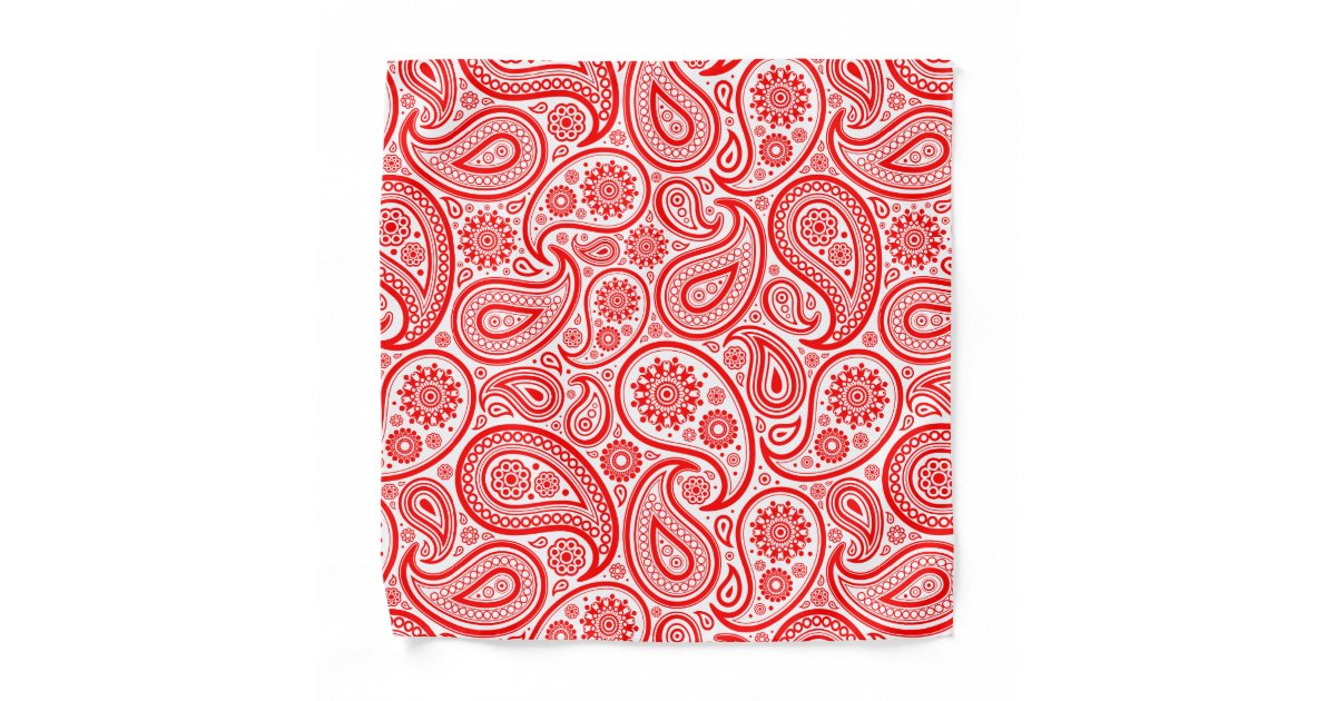 Elegant Red and white vintage paisley pattern Bandana | Zazzle