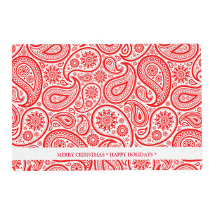 Elegant Red and white vintage paisley pattern Placemat