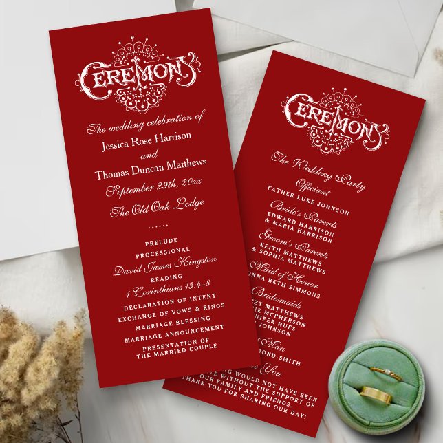 Elegant Red And White Wedding Ceremony Programs (Creator Uploaded)