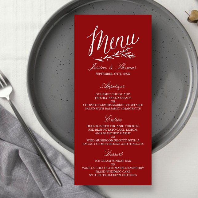Elegant Red And White Wedding Menu Templates (Creator Uploaded)