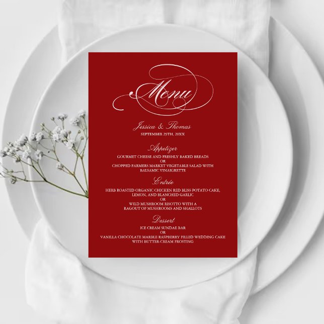 Elegant Red And White Wedding Menu Templates (Creator Uploaded)