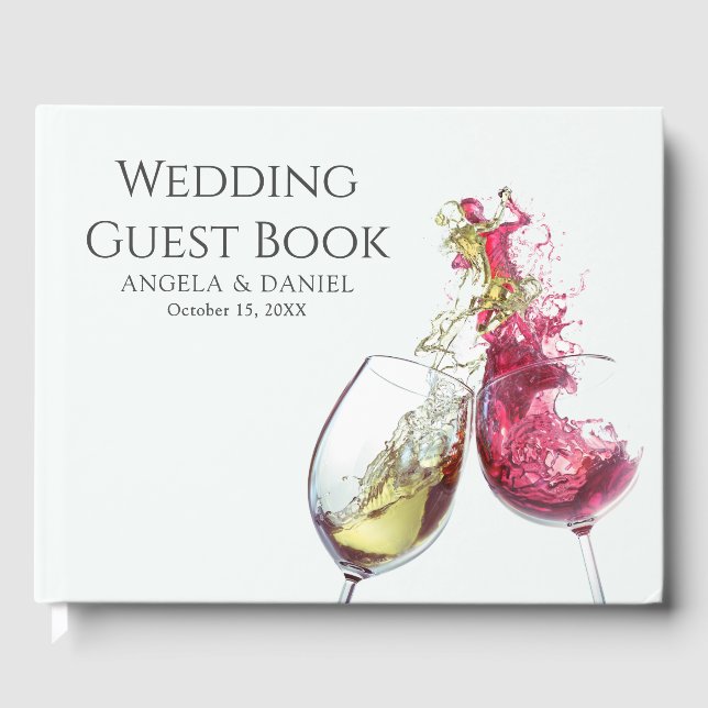 Elegant Red and White Wine Dance | Photo Guest Book (Front)