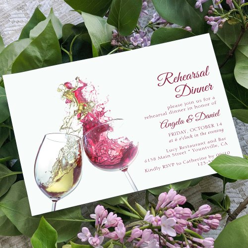 Elegant Red and White Wine Dance Wedding Enclosure Card