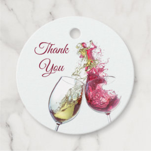 Elegant Red and White Wine Dance Wedding Favor Tags
