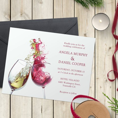 Elegant Red and White Wine Dance Wedding Invitation