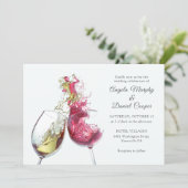 Elegant Red and White Wine Dance Wedding Invitation (Standing Front)