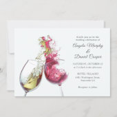 Elegant Red and White Wine Dance Wedding Invitation (Front)