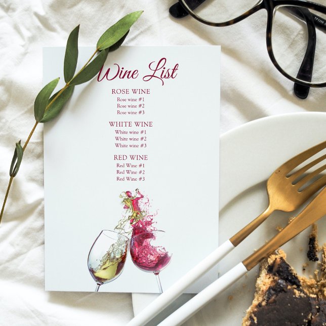 Elegant Red and White Wine Dance Wedding Menu Foam Board (Creator Uploaded)