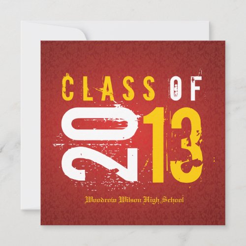 Elegant Red and Yellow Class of 2013 Invitation