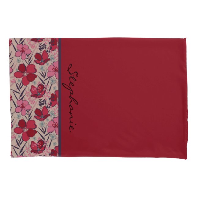 Elegant Red Anemone floral Pillow Case (Front)