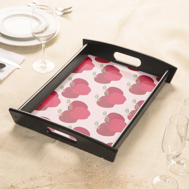 Elegant Red Apple Pattern Decorative Serving Tray (Front)