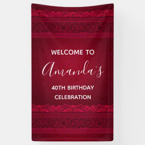 Elegant Red Background Stylish Birthday Welcome Banner