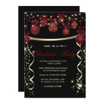 Elegant Red Balls,Confetti Company Christmas Party Invitation