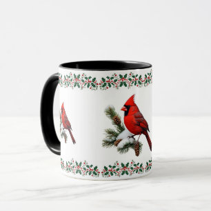 Elegant red bird cardinal holiday Christmas Mug