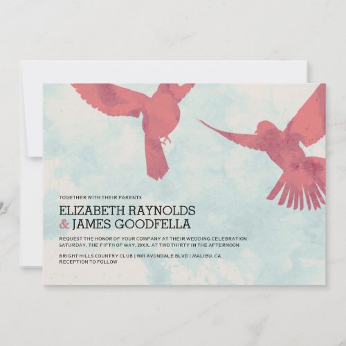 Elegant Red Bird Wedding Invitations